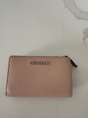 Calvin Klein Light Blush Pebbled Leather Zip Wallet